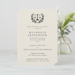 Cream Law Qualifications Laurel Wreath Invitation