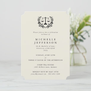 Cream Law Qualifications Laurel Wreath Invitation