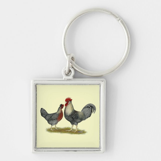 Cream Legbar Chickens Keychain (Front)