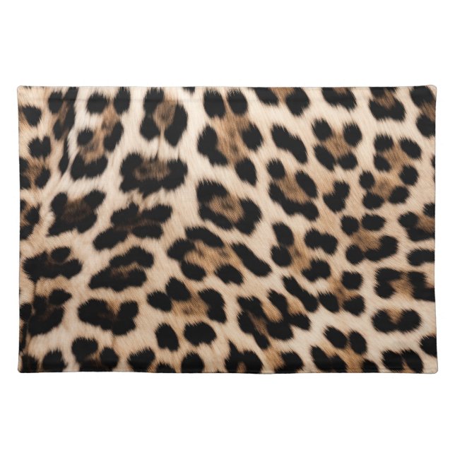 Cream Leopard Animal Birthday Cloth Placemat (Front)