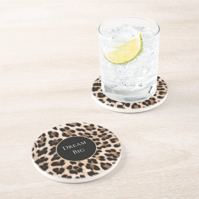 Cream Leopard Animal Birthday Coaster (Side)
