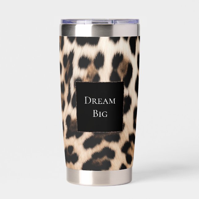 Cream Leopard Animal Birthday Insulated Tumbler (Front)