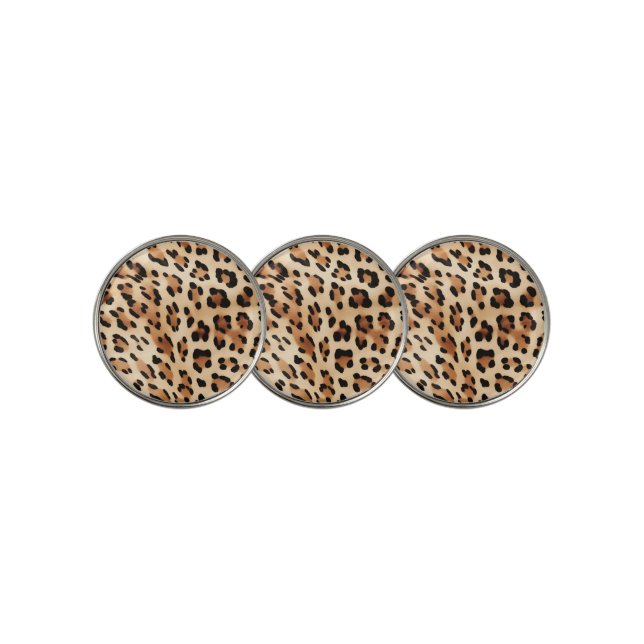 Cream Leopard Animal Print Golf Ball Marker (3 Up)