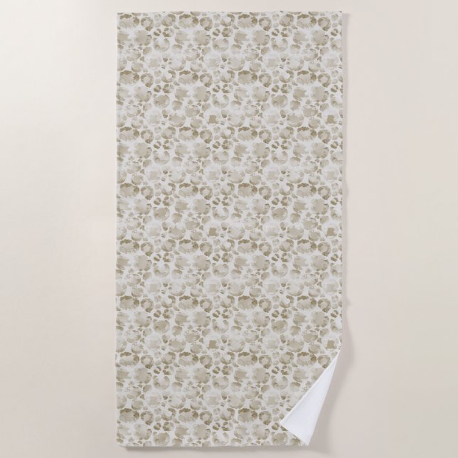 Cream Leopard Print Beach Towel (Front)