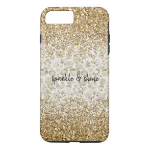Cream Leopard Print Glitzy Gold Sparkle iPhone 8 Plus/7 Plus Case