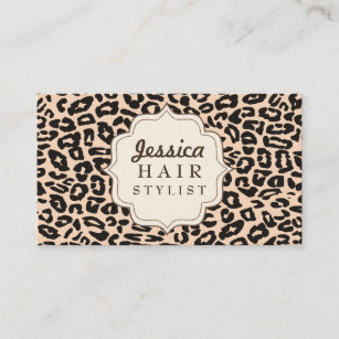 Cream Leopard Print Hair Stylist Appointment Cards