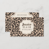 Cream Leopard Print Hair Stylist Appointment Cards (Front/Back)