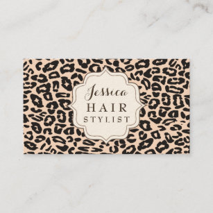 Cream Leopard Print Hair Stylist Appointment Cards