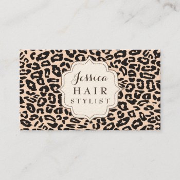 Cream Leopard Print Hair Stylist Appointment Cards by Pip_Gerard at Zazzle