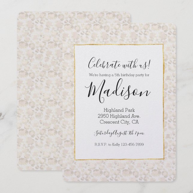 Cream Leopard Print Invitation (Front/Back)