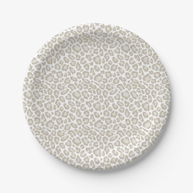 Cream Leopard Print Paper Plates (Front)