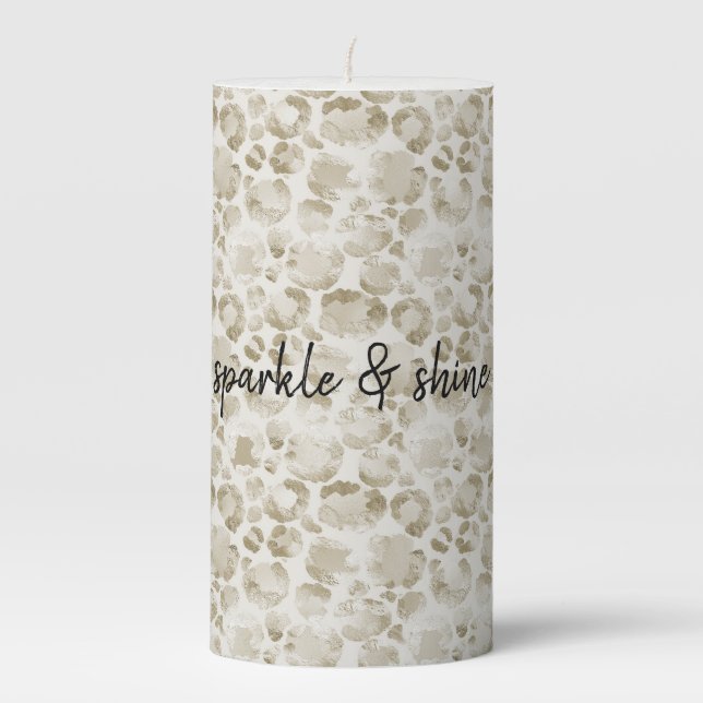 Cream Leopard Print Pillar Candle (Front)