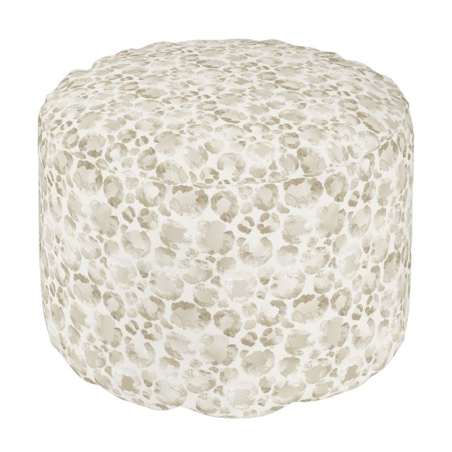 Cream Leopard Print Pouf (Angled Front)