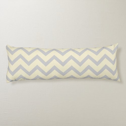 Cream  Light Gray Chevron Zigzag Pattern Body Pillow