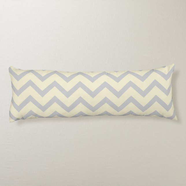 Cream & Light Gray Chevron Zigzag Pattern Body Pillow (Back)