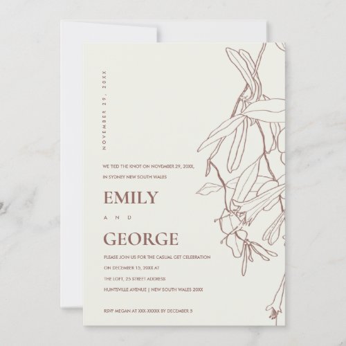 CREAM LINE DRAWING FLORAL WE TIED THE KNOT INVITE