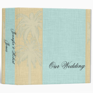 Cream Linen and Blue Palm Trees Binder