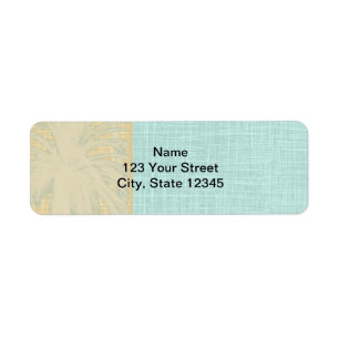 Cream Linen and Blue Palm Trees Label