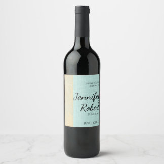 Cream Linen and Blue Palm Trees Wine Label