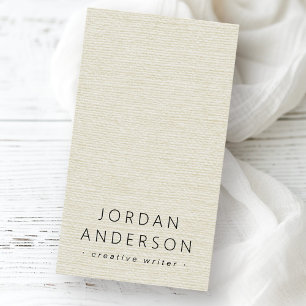 Cream linen look logo QR code business cards