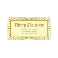 Cream Lines Decorative Merry Christmas Address Label