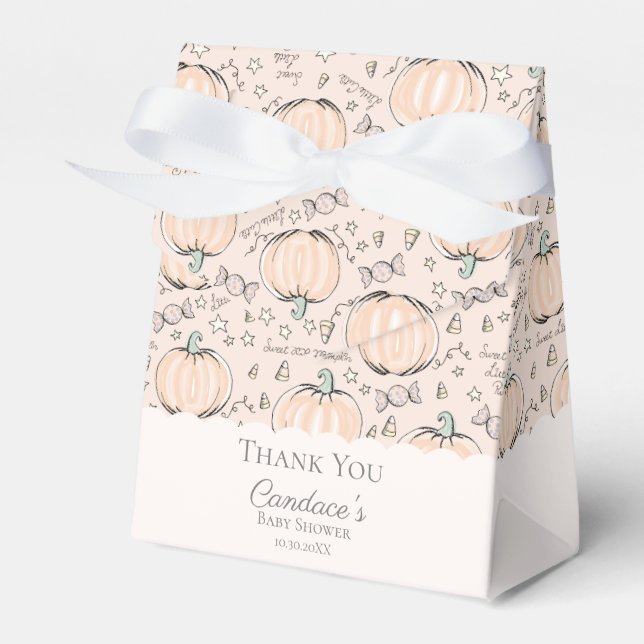 Cream Little Pumpkin Fall Baby Shower Thank You Favor Boxes (Front Side)
