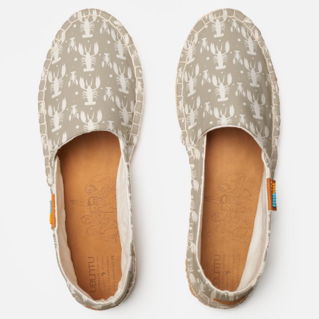 Cream Lobsters on Khaki UBUNTU Espadrilles (Front)