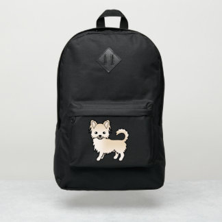 Cream Long Coat Chihuahua Cute Cartoon Dog Port Authority® Backpack