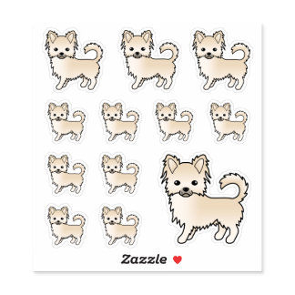 Cream Long Coat Chihuahua Cute Cartoon Dogs Sticker