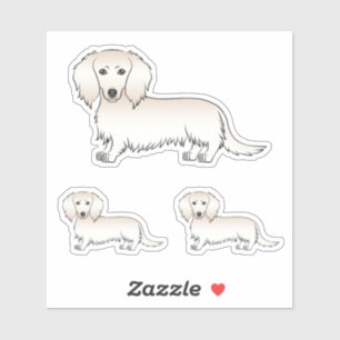Cream Long Hair Dachshund Cute Cartoon Dog Designs Sticker