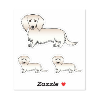 Cream Long Hair Dachshund Cute Cartoon Dog Designs Sticker