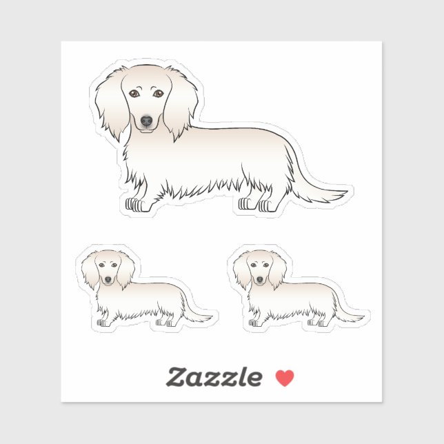 Cream Long Hair Dachshund Cute Cartoon Dog Designs Sticker (Sheet)