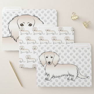 Cream Long Hair Dachshund Cute Cartoon Dog File Folder