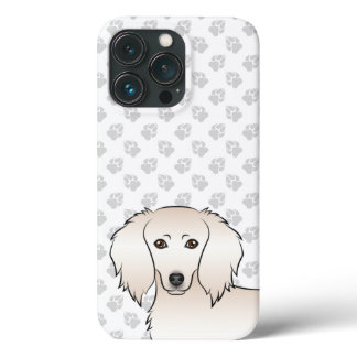 Cream Long Hair Dachshund Cute Cartoon Dog Head iPhone 13 Pro Case