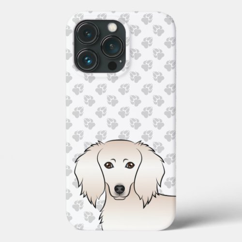 Cream Long Hair Dachshund Cute Cartoon Dog Head iPhone 13 Pro Case