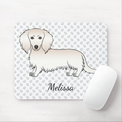 Cream Long Hair Dachshund Cute Cartoon Dog  Name Mouse Pad