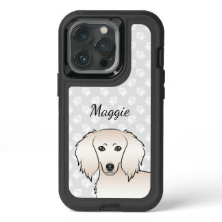 Cream Long Hair Dachshund Cute Cartoon Dog &amp; Name iPhone 13 Pro Case