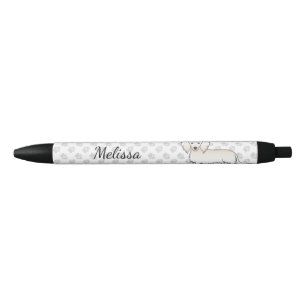 Cream Long Hair Dachshund Cute Cartoon Dog & Name Pen