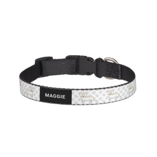 Cream Long Hair Dachshund Cute Cartoon Dog & Name Pet Collar
