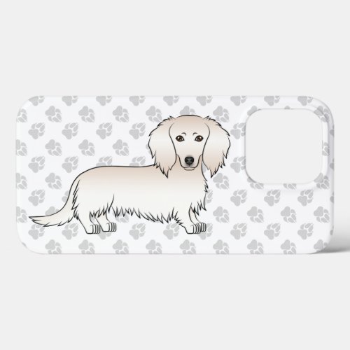 Cream Long Hair Dachshund Cute Cartoon Dog  Paws iPhone 13 Pro Case