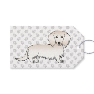 Cream Long Hair Dachshund Cute Cartoon Dog &amp; Paws Gift Tags