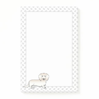 Cream Long Hair Dachshund Cute Cartoon Dog &amp; Paws Post-it Notes