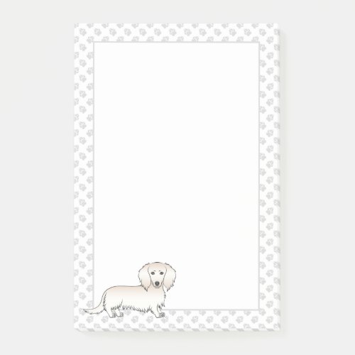 Cream Long Hair Dachshund Cute Cartoon Dog  Paws Post_it Notes