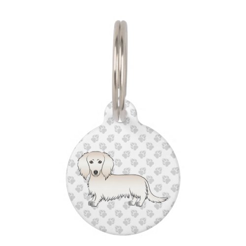 Cream Long Hair Dachshund Cute Cartoon Dog Pet ID Tag