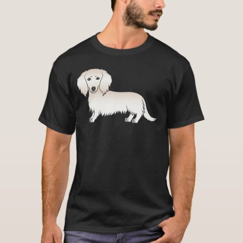 Cream Long Hair Dachshund Cute Cartoon Dog T_Shirt