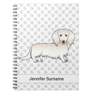 Cream Long Hair Dachshund Cute Cartoon Dog &amp; Text Notebook
