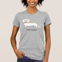 Cream Long Hair Dachshund Cute Cartoon Dog & Text