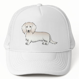 Cream Long Hair Dachshund Cute Cartoon Dog Trucker Hat