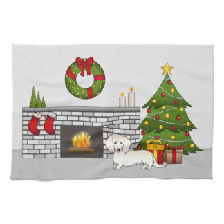 Cream Long Hair Dachshund Cute Dog Christmas Room Kitchen Towel