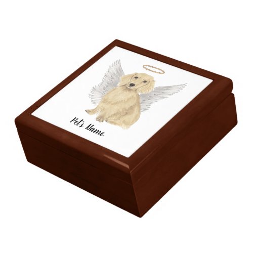 Cream Long Haired Dachshund Sympathy Memorial Gift Box
